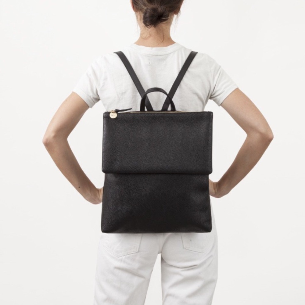 Clare V Agnes Backpack in NAVY with RED ZIPPER